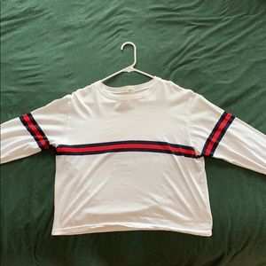 LONG SLEEVE RED WHITE AND BLUE TOP